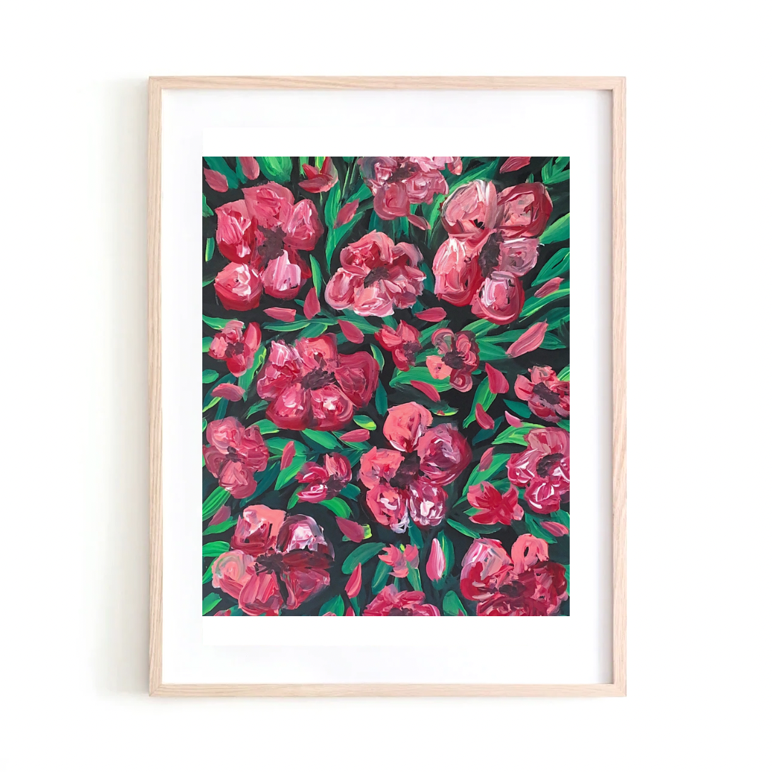 Pink &amp; White Flowers art print