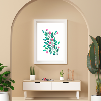 Bright Pink and Green Flowers art print