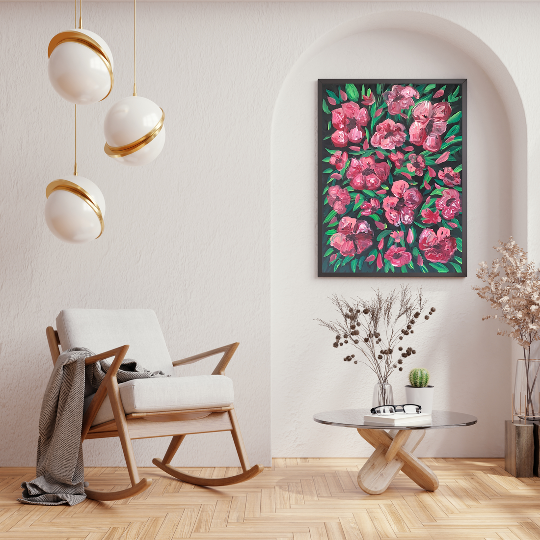 Pink &amp; White Flowers art print