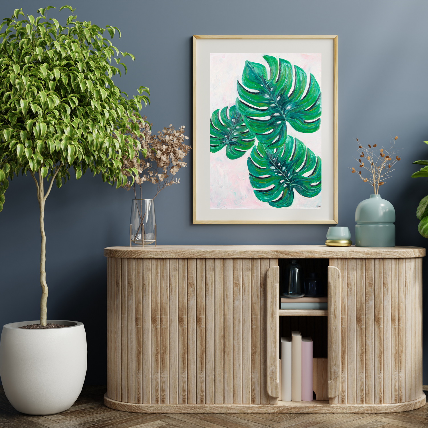 Monstera Trio Oil art print