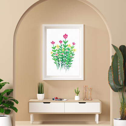 Vertical Colorful Flowers art print