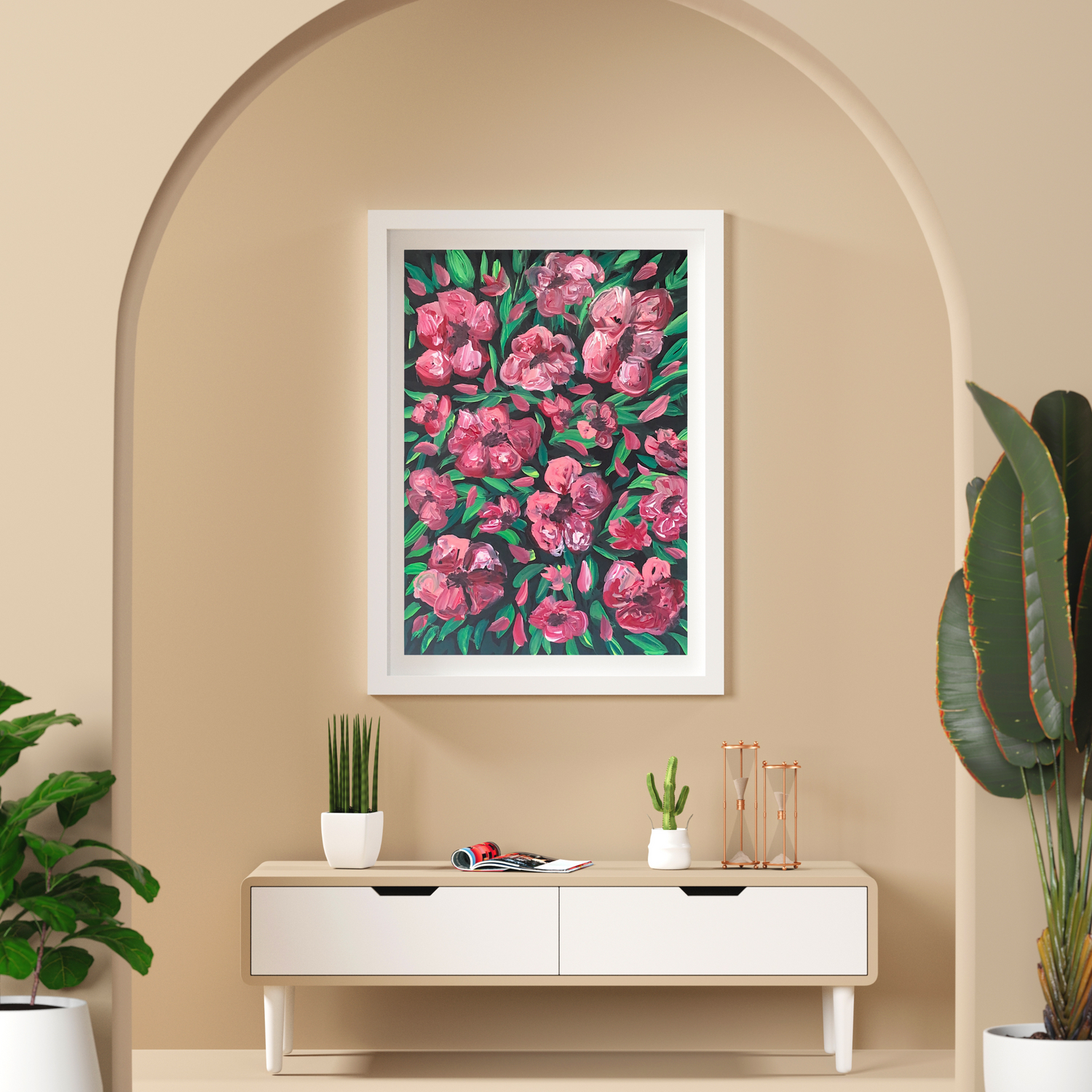 Pink &amp; White Flowers art print