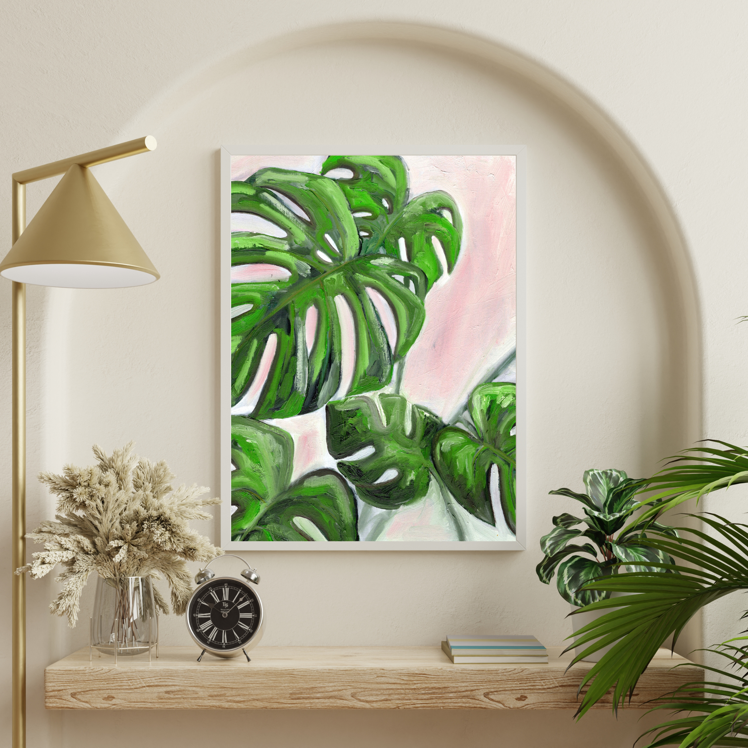 Monstera on oil art print