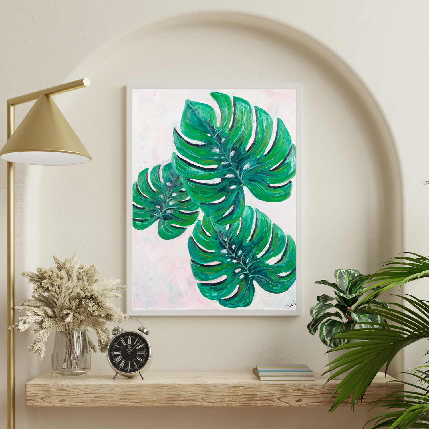 Monstera Trio Oil art print