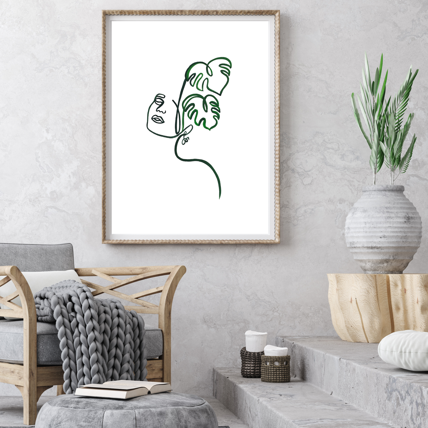 Monstera Face art print