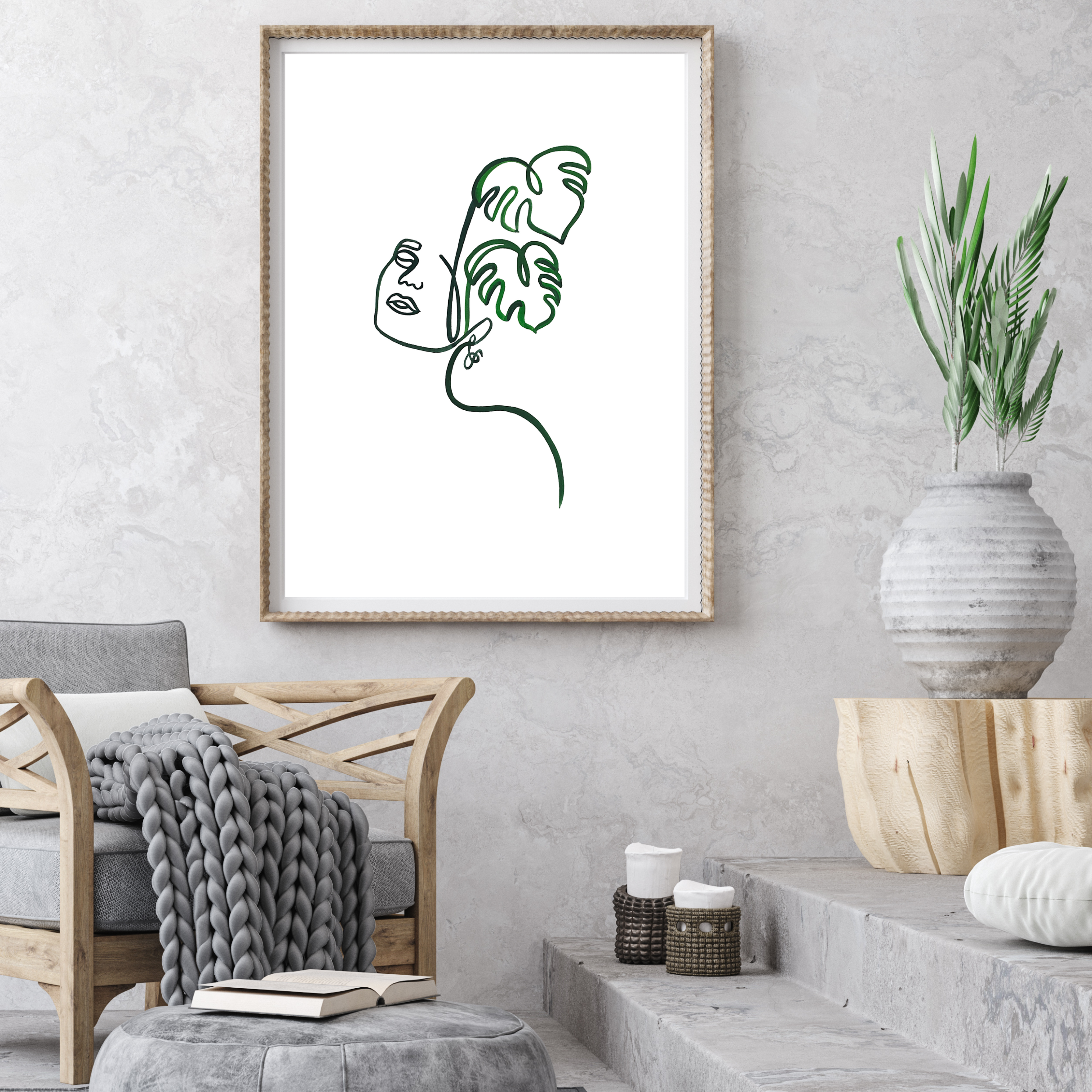 Monstera Face art print