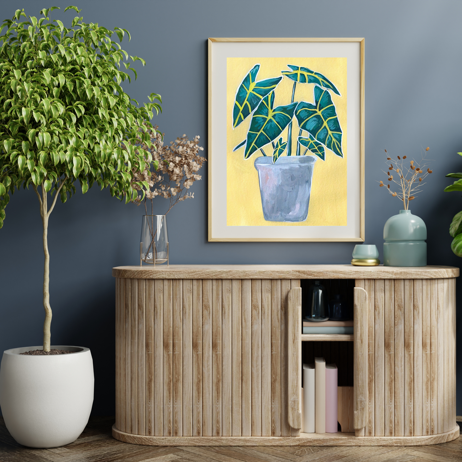 Alocasia on Yellow art print