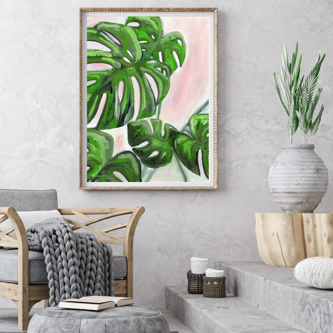 Monstera on oil art print