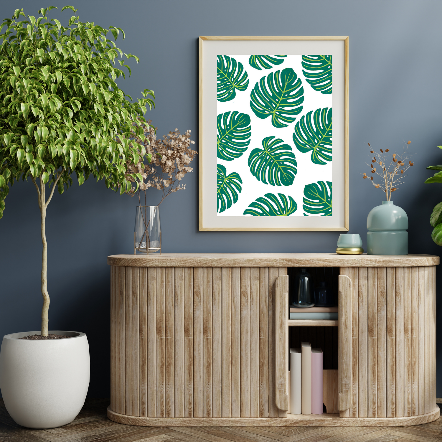 Green &amp; Yellow Monstera Collage art print