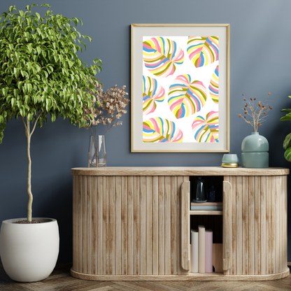 Multicolor Monstera Collage art print