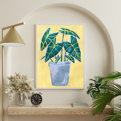 Alocasia on Yellow art print