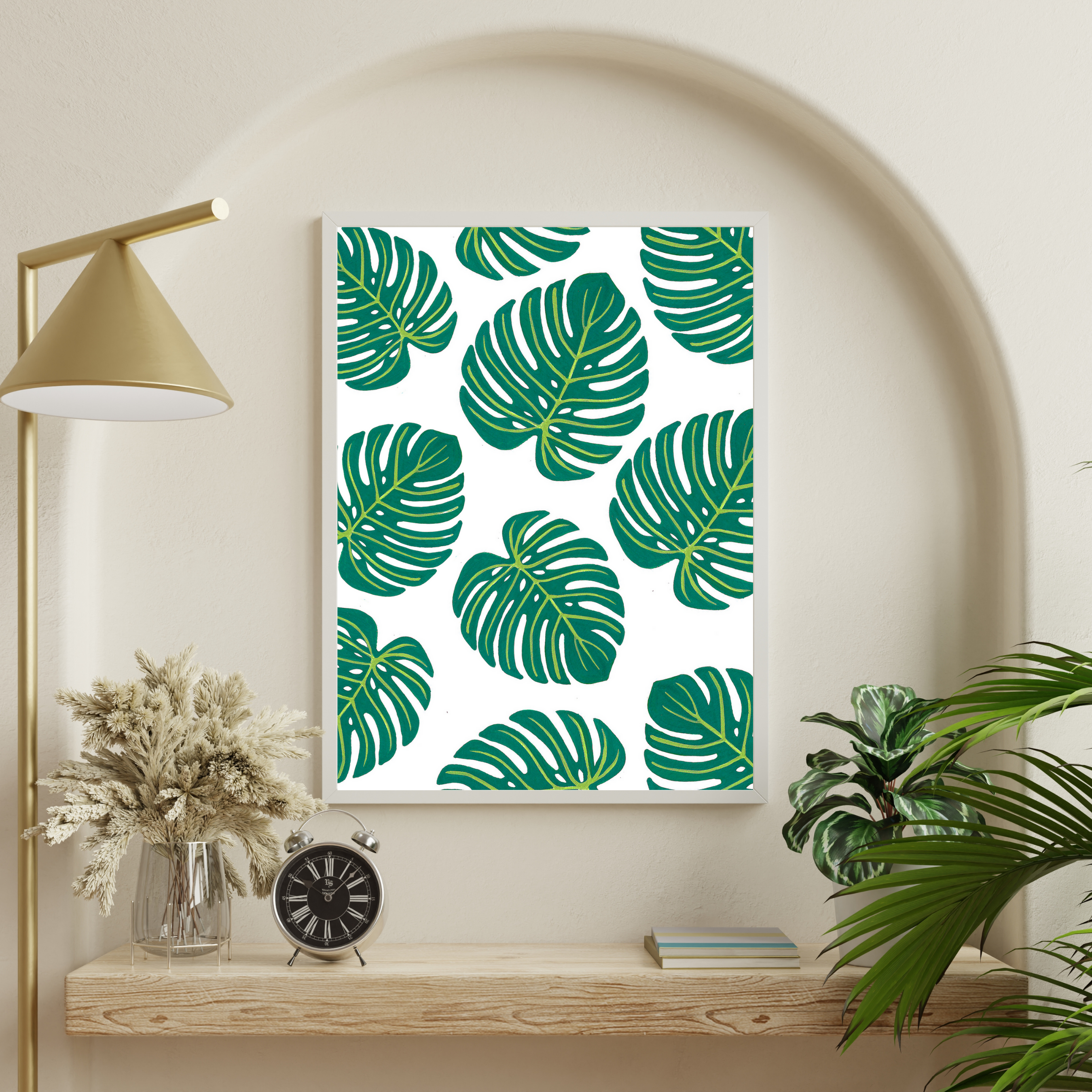 Green &amp; Yellow Monstera Collage art print