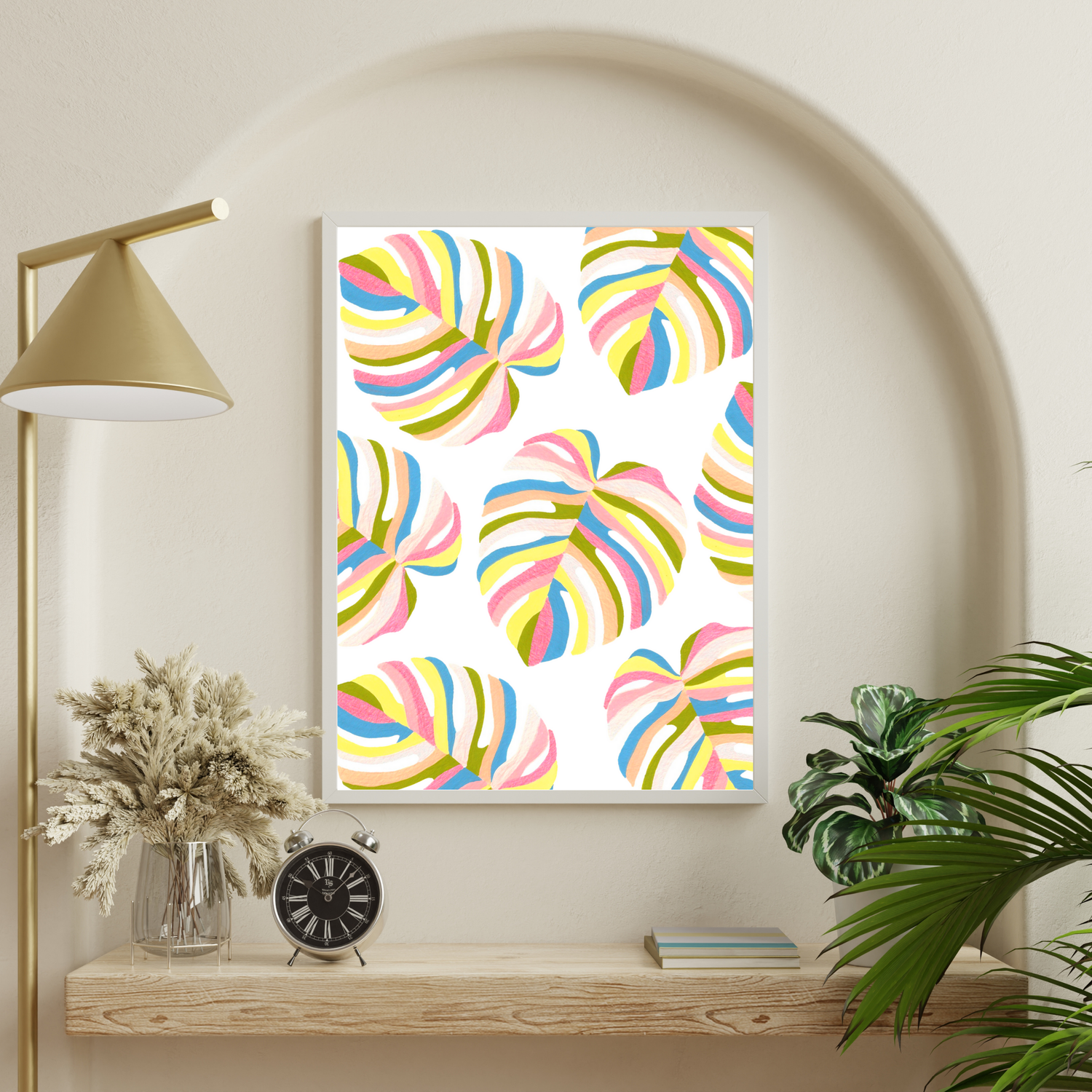 Multicolor Monstera Collage art print