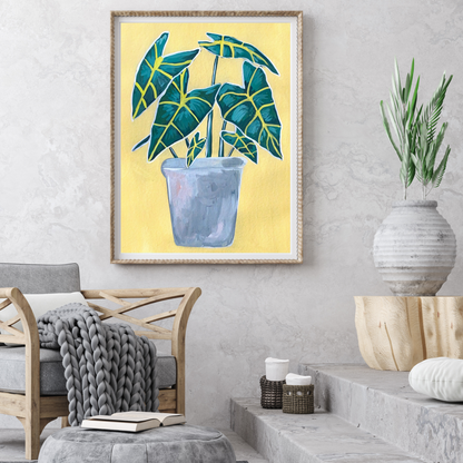 Alocasia on Yellow art print