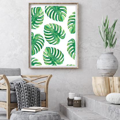 Green Monstera collage art print