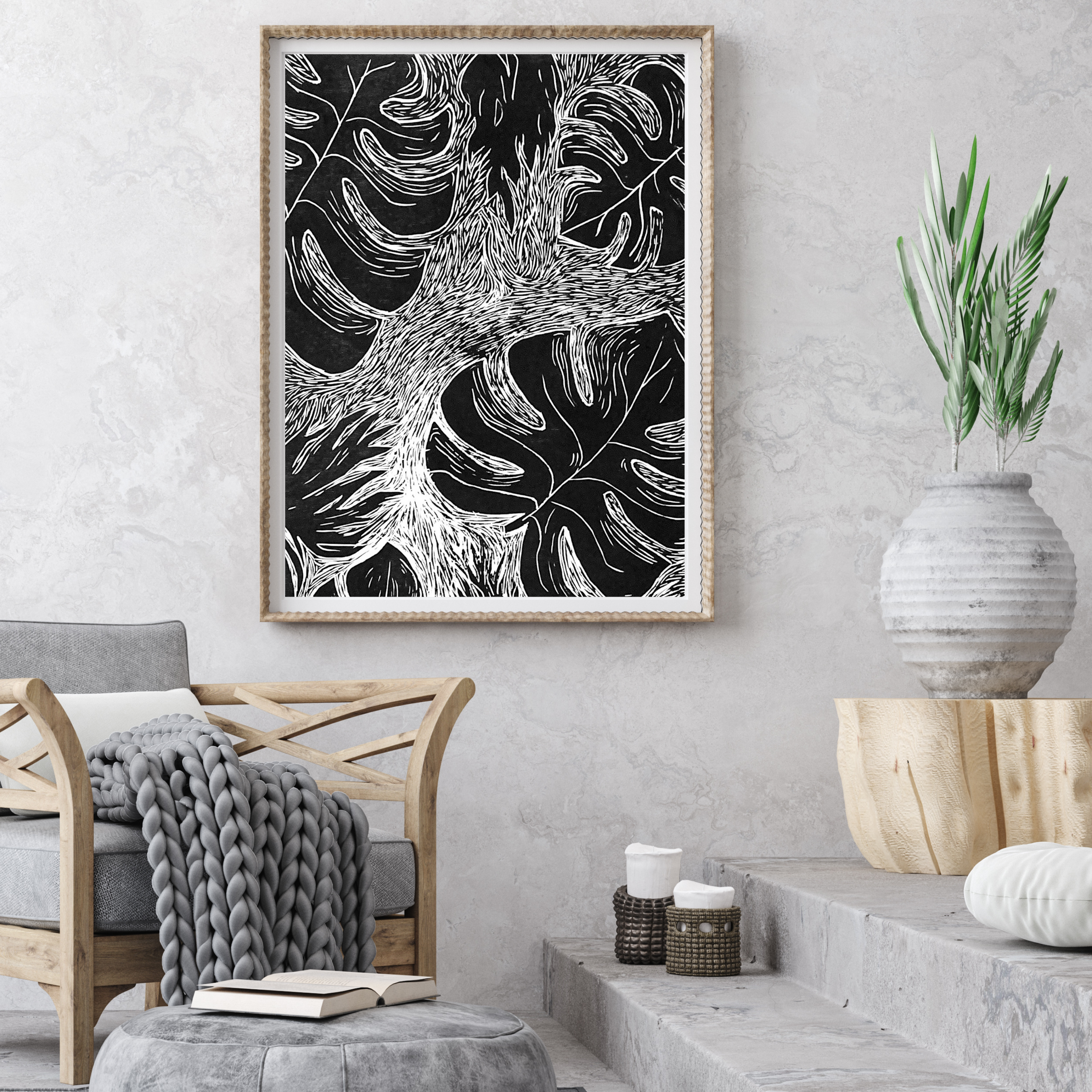 Printmaking Monstera art print