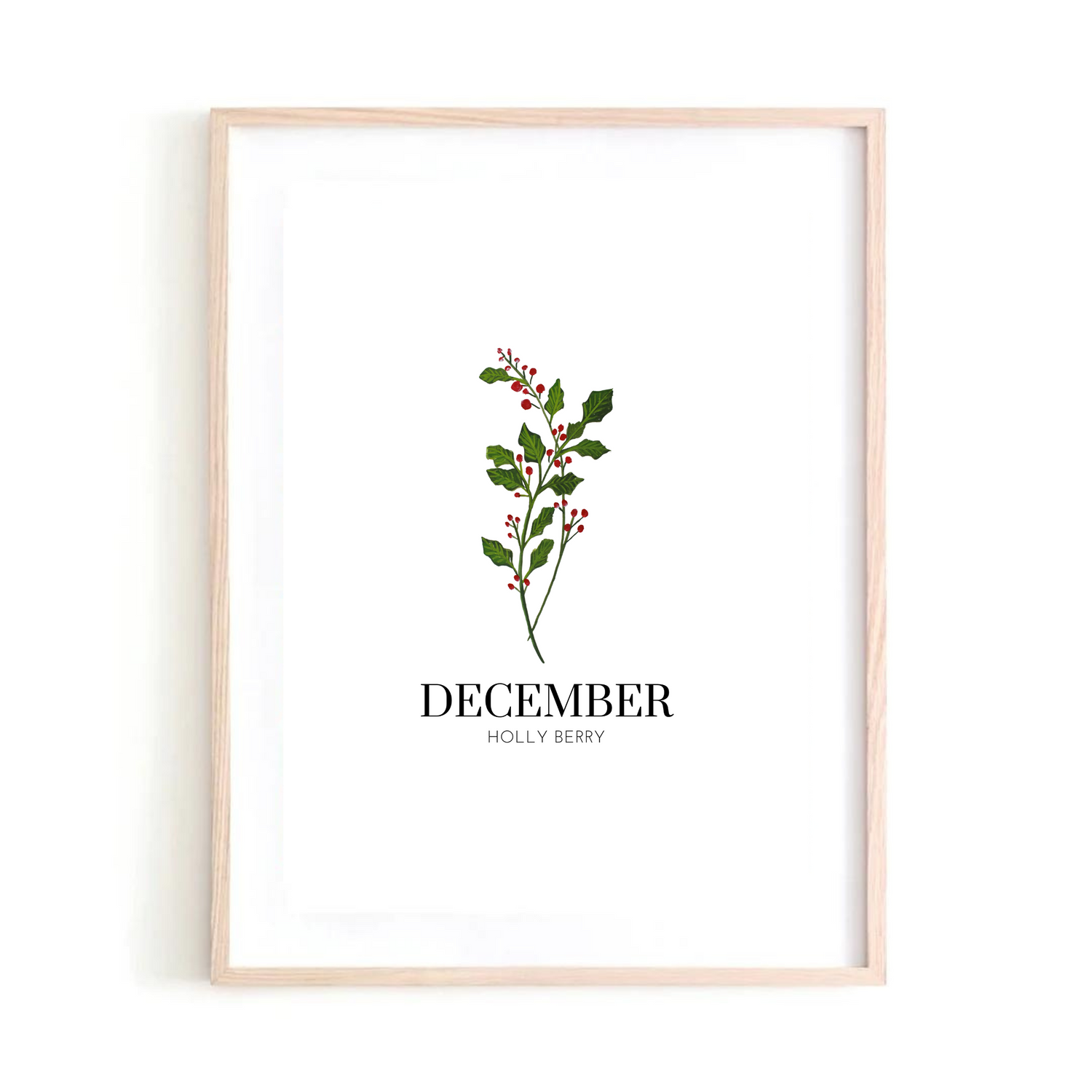 December Holly Berry art print