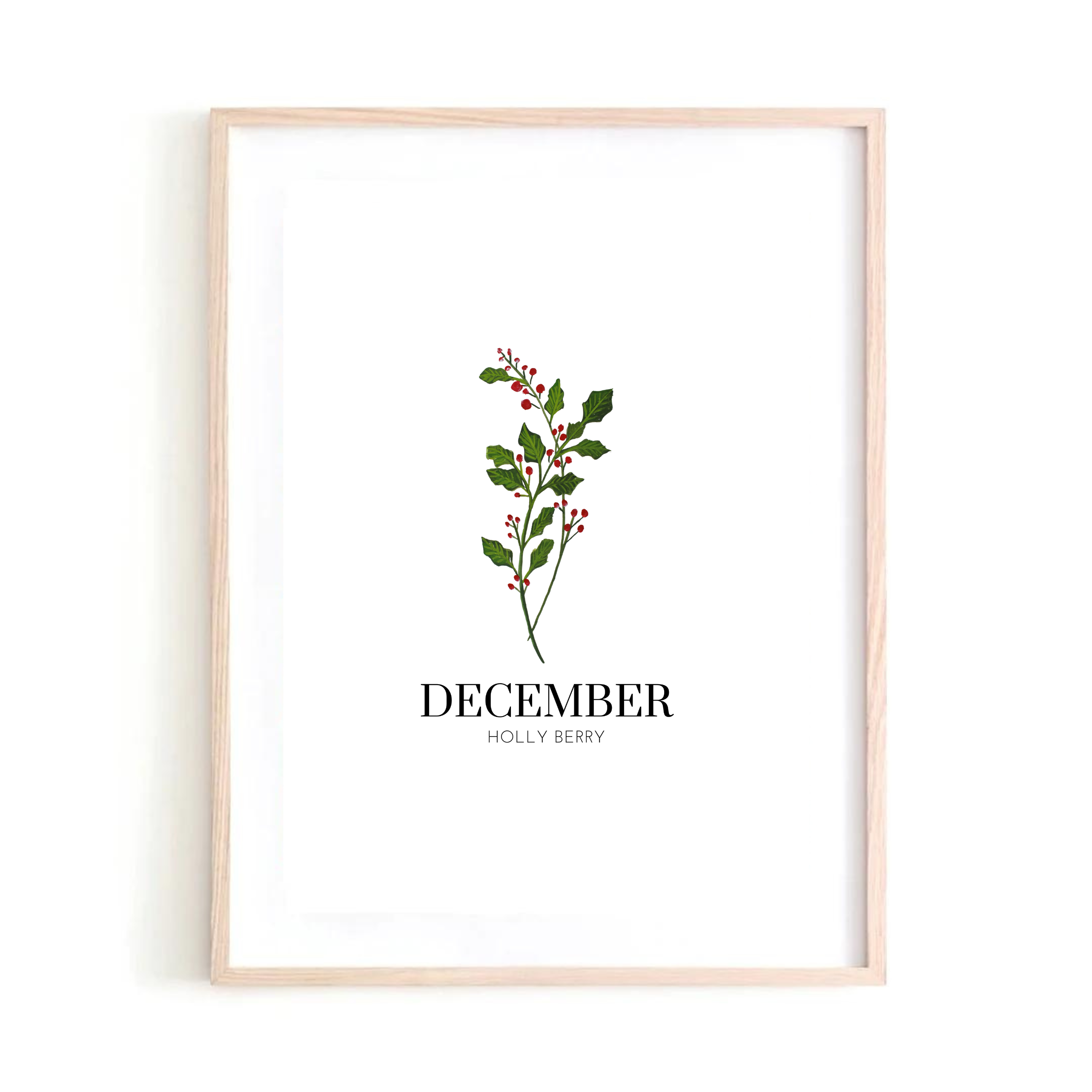 December Holly Berry art print