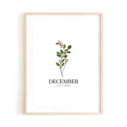 December Holly Berry art print