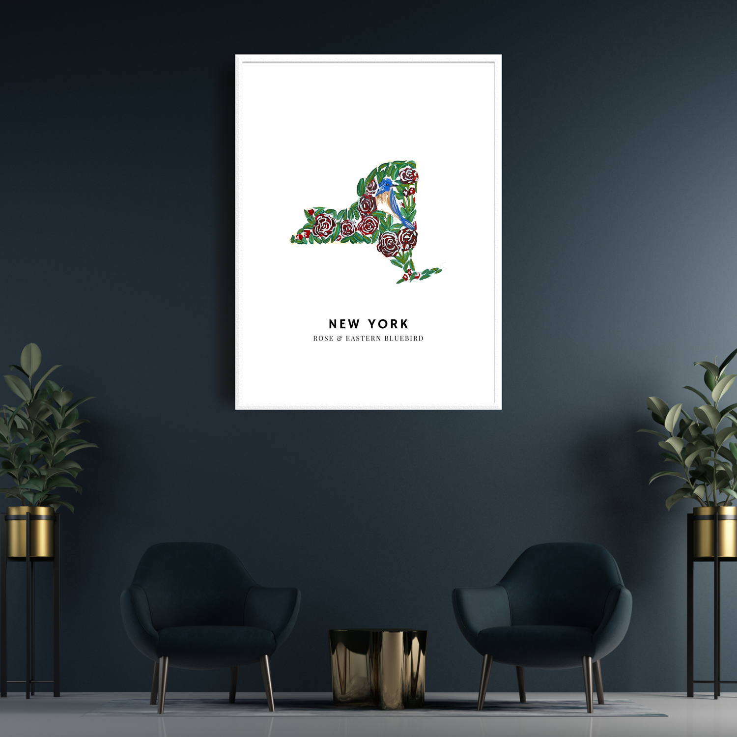 New York State Flowers and Bird art print