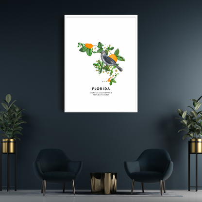 Florida State Flowers and Bird art print