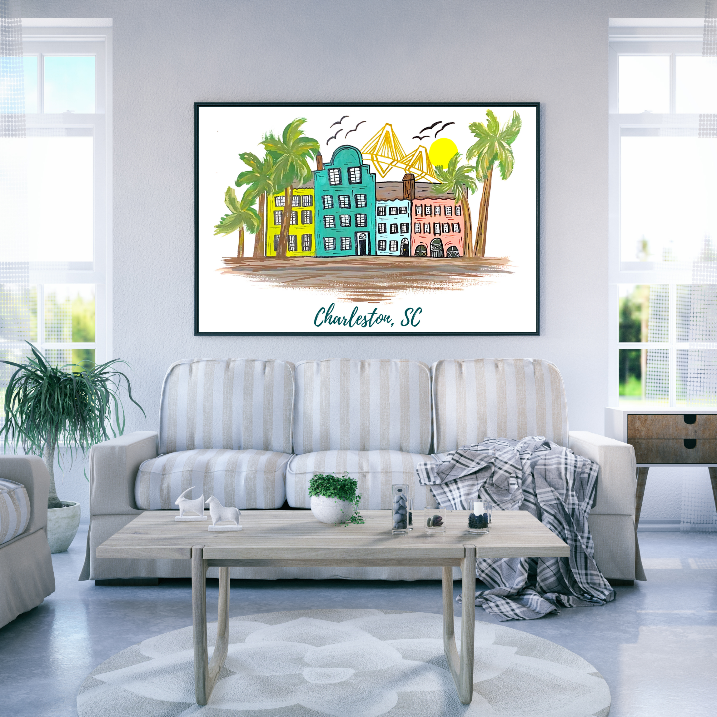 Rainbow Row Charleston art print