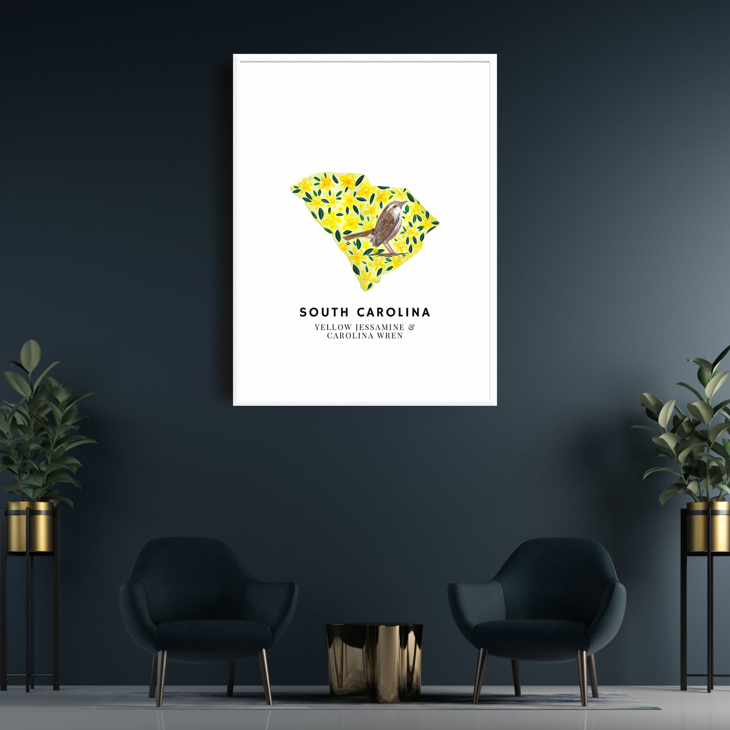 South Carolina State Flowers and Bird art print