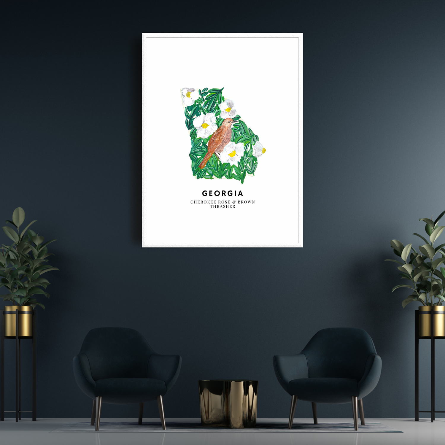 Georgia State Flowers and Bird art print