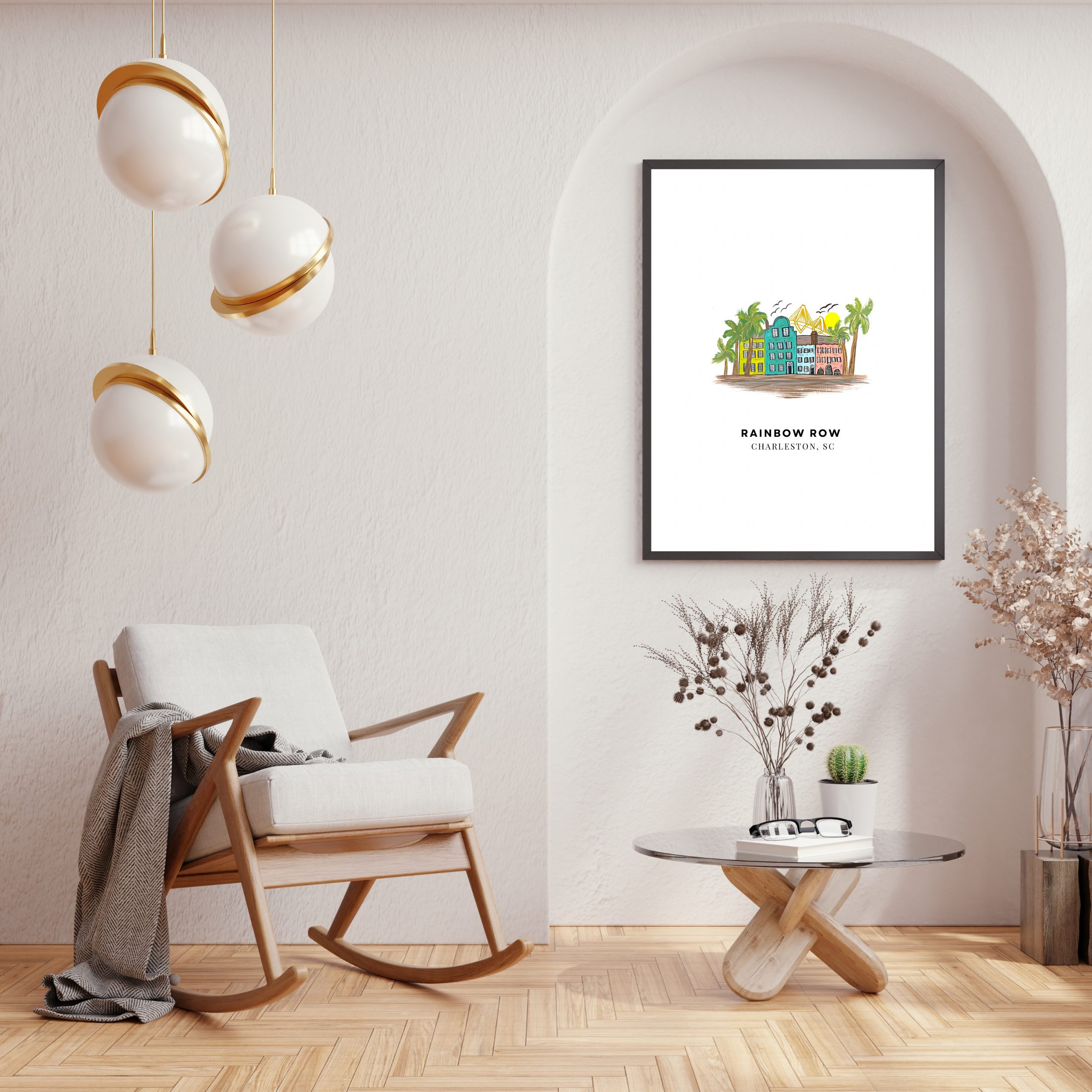 Rainbow Row Charleston art print