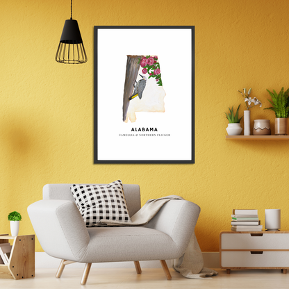 Alabama State Flowers and Bird art print