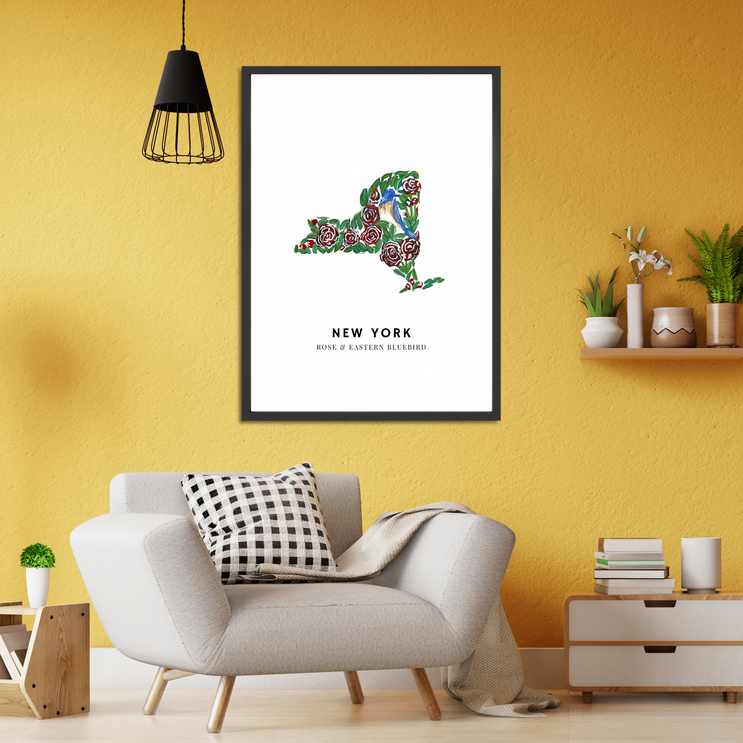 New York State Flowers and Bird art print