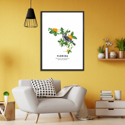 Florida State Flowers and Bird art print