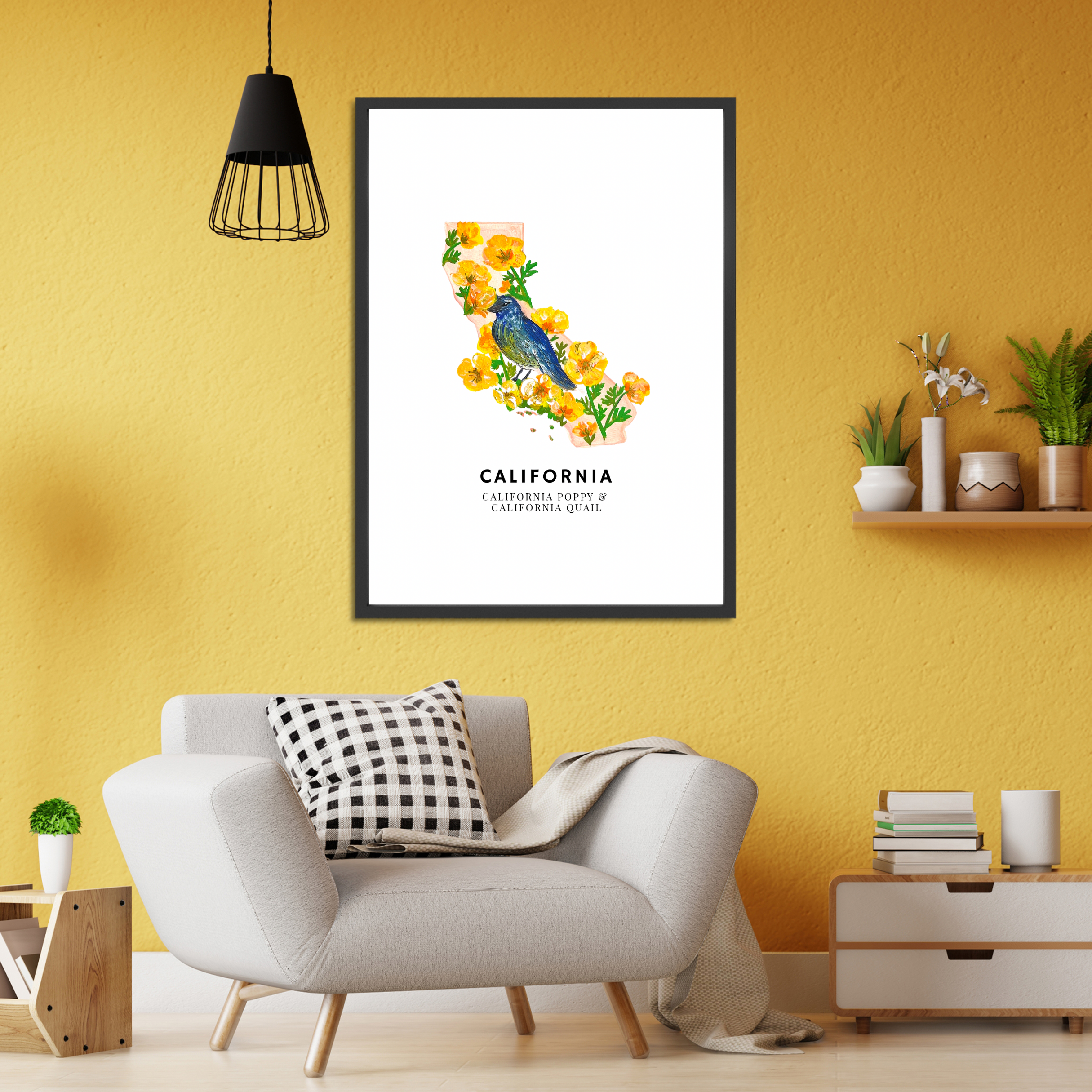 California State Flowers and Bird art print