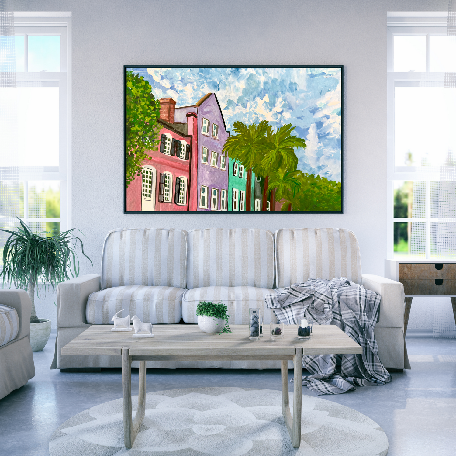 Rainbow Row Charleston art print