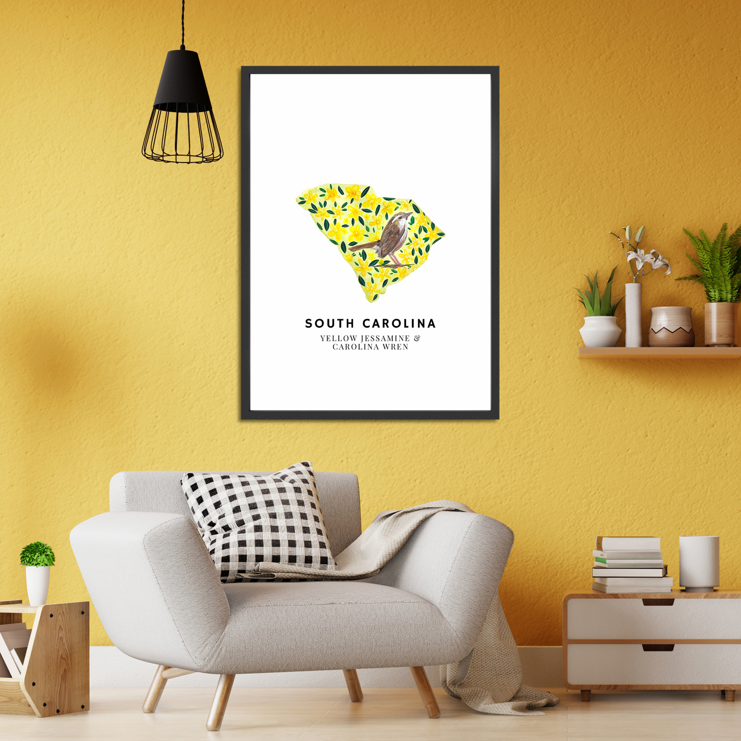 South Carolina State Flowers and Bird art print