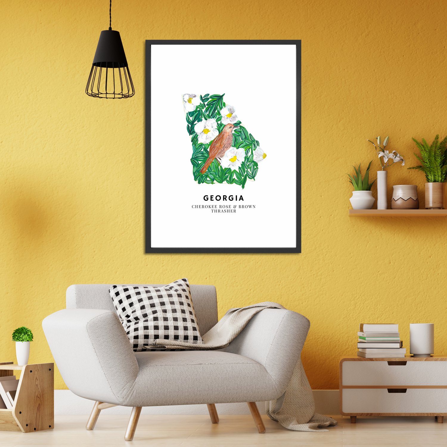 Georgia State Flowers and Bird art print