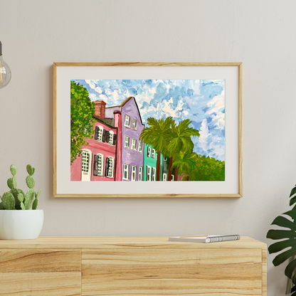 Rainbow Row Charleston art print