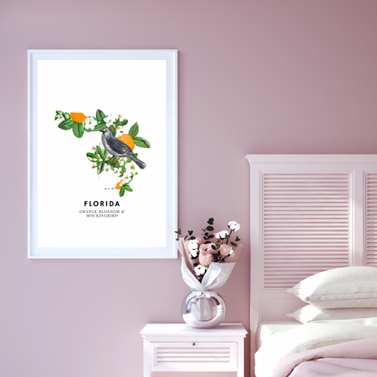 Florida State Flowers and Bird art print