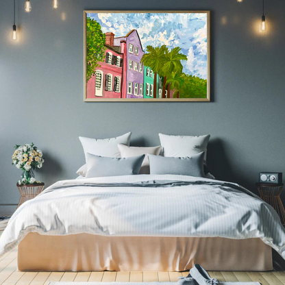 Rainbow Row Charleston art print