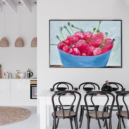 Bowl of cherries art print