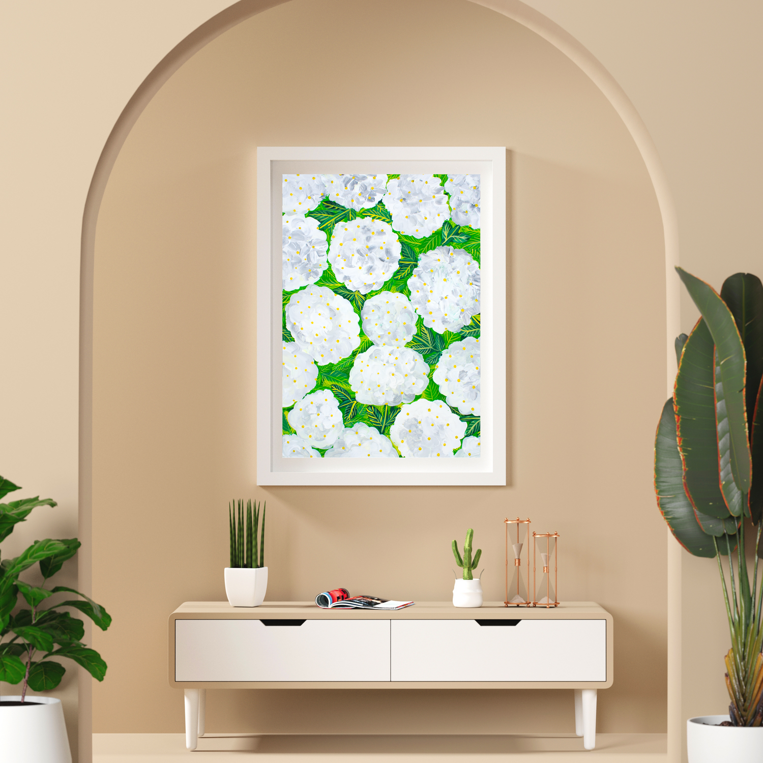 White Hydrangea art print