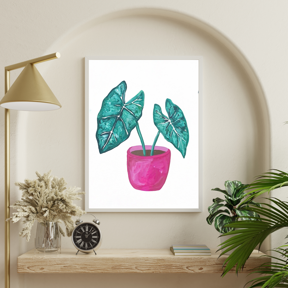 Alocasia on Pink Pot art print