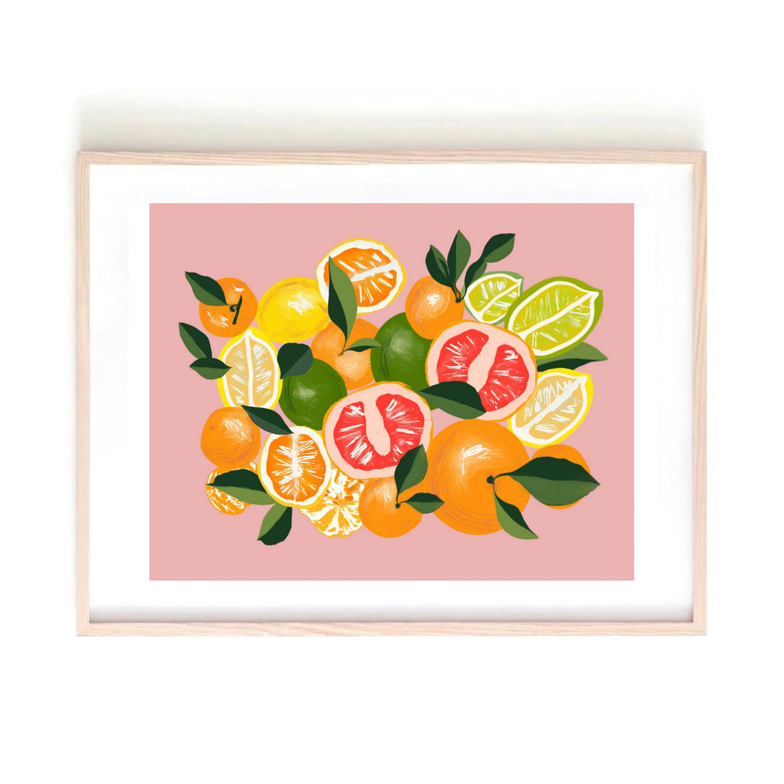 Lemons and Oranges on Pink art print