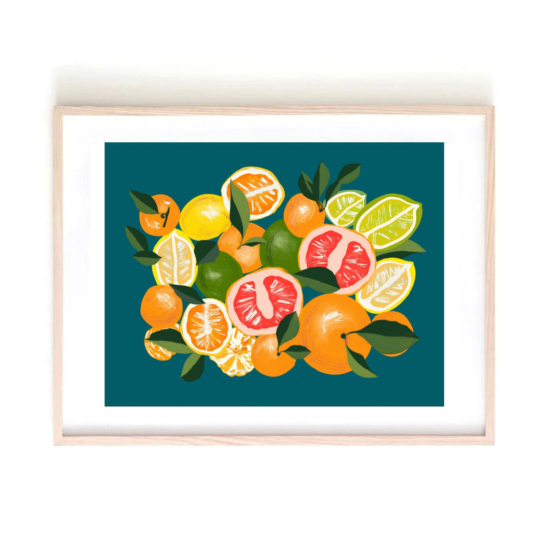 Lemons and Oranges on Blue art print