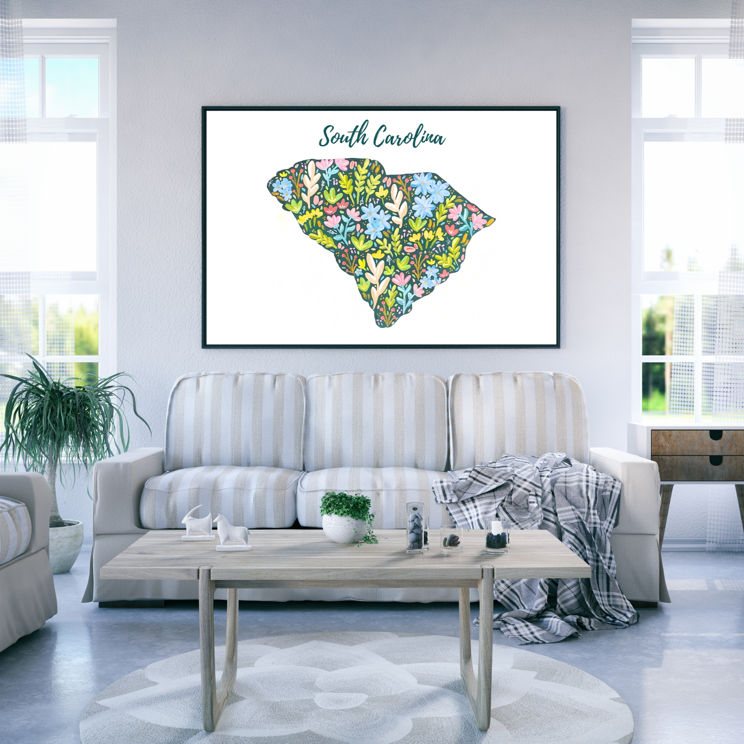 South Carolina brown art print