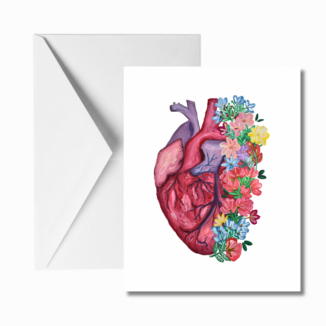 Heart and flowers Greeting Cards (3-designs)