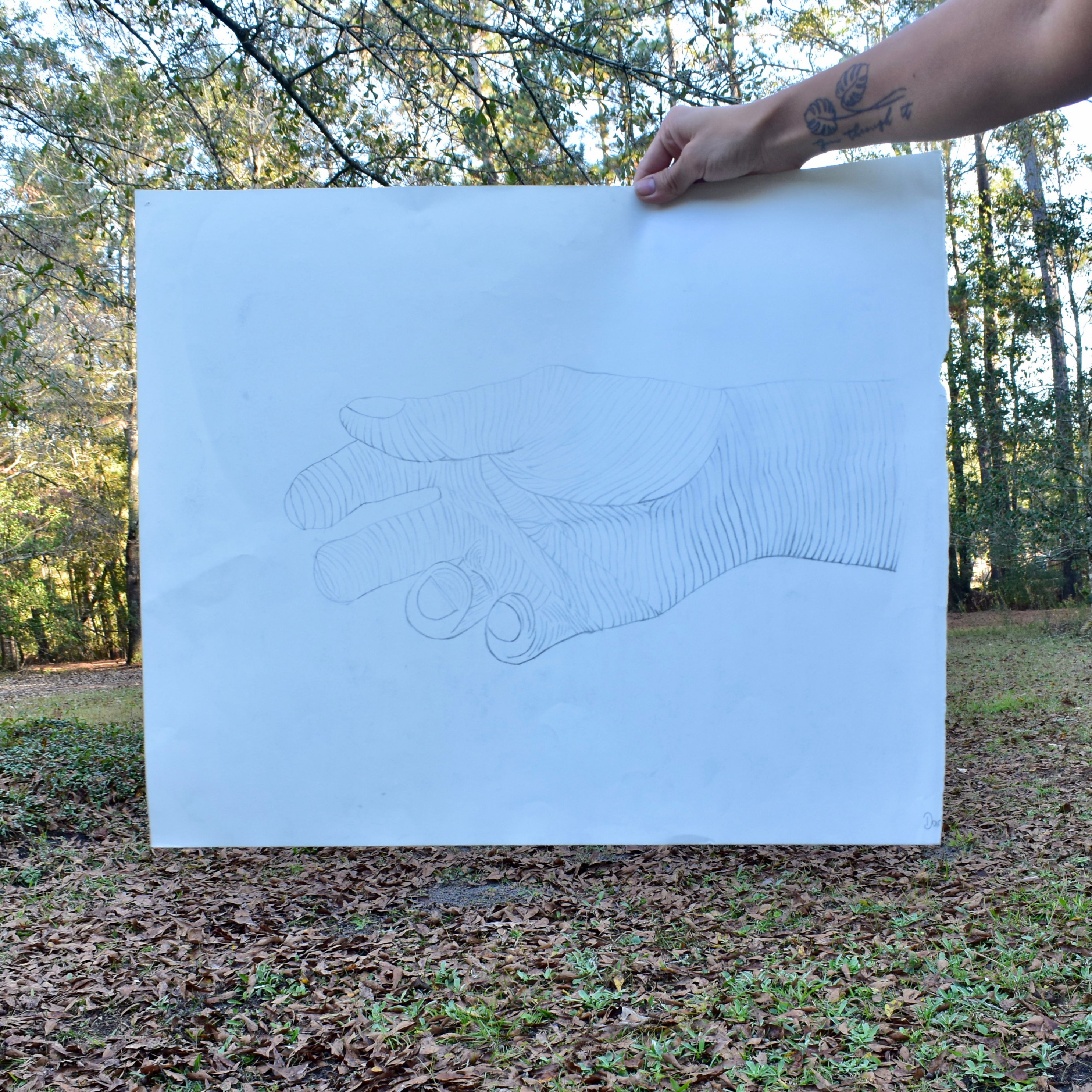 Hand with lines drawing