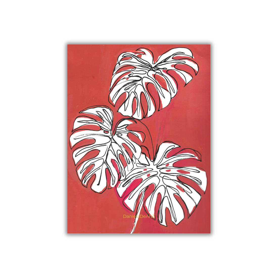 Red with white monstera magneto