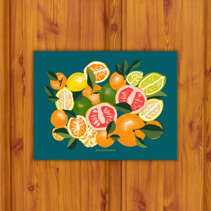 LEMONS AND ORANGES ON Blue Sticker waterproof quality vinyl matte