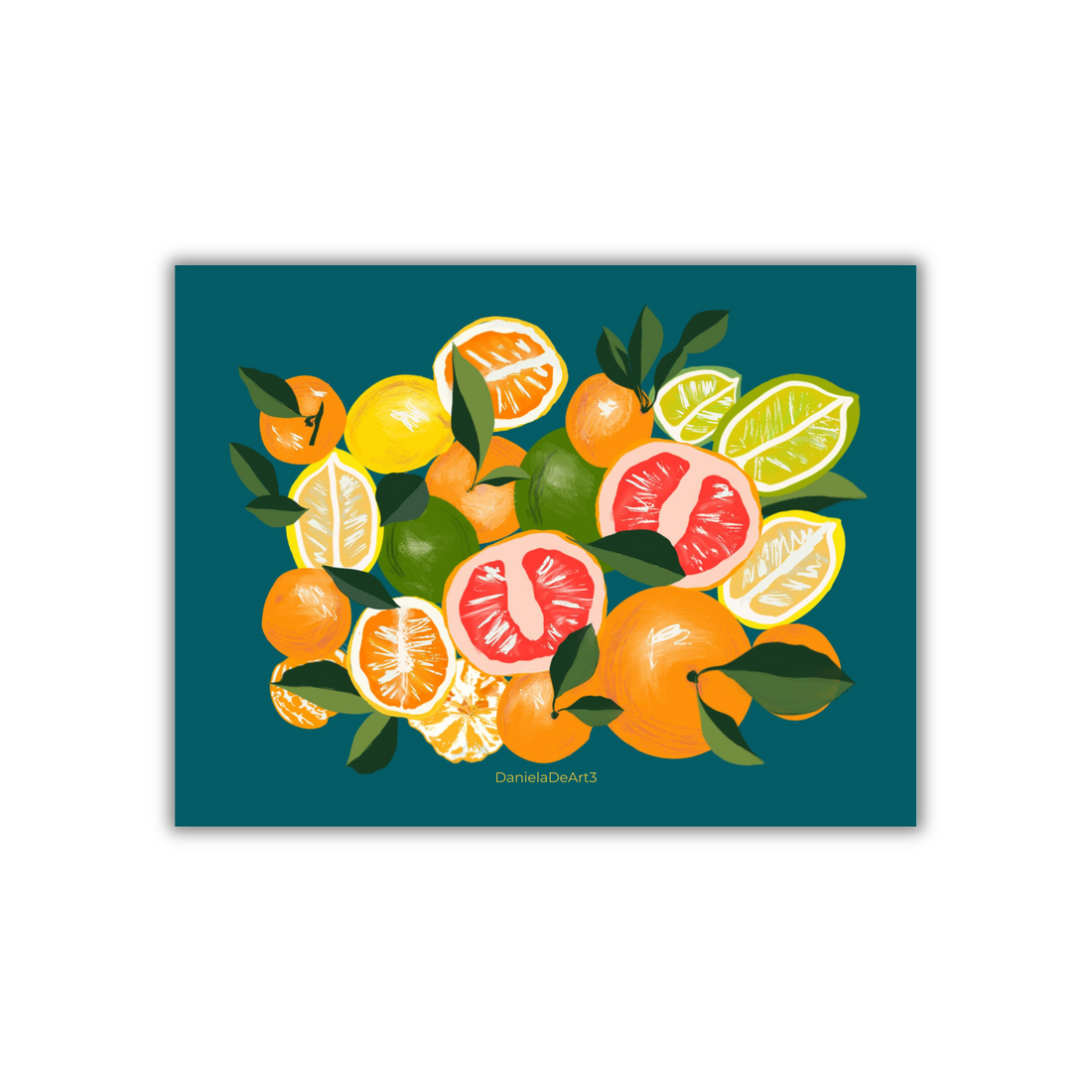 LEMONS AND ORANGES ON Blue Sticker waterproof quality vinyl matte